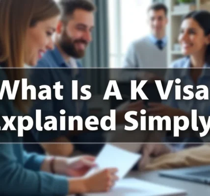 The image shows a U.S. flag and a passport, illustrating What Is A K Visa Explained Simply.